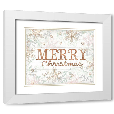 Merry Christmas White Modern Wood Framed Art Print with Double Matting by Pugh, Jennifer