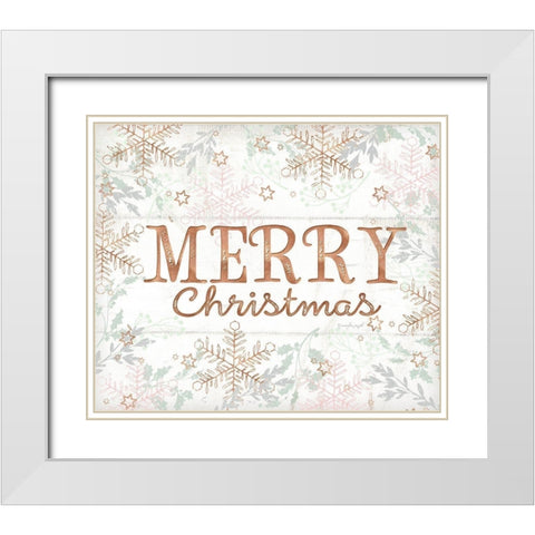 Merry Christmas White Modern Wood Framed Art Print with Double Matting by Pugh, Jennifer