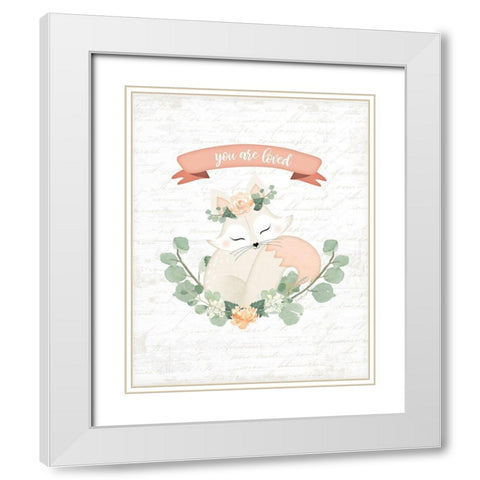 Sweet Little Fox White Modern Wood Framed Art Print with Double Matting by Pugh, Jennifer