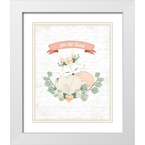 Sweet Little Fox White Modern Wood Framed Art Print with Double Matting by Pugh, Jennifer