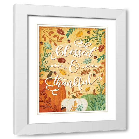 Blessed and Thankful White Modern Wood Framed Art Print with Double Matting by Pugh, Jennifer