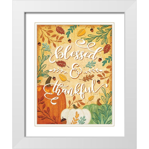 Blessed and Thankful White Modern Wood Framed Art Print with Double Matting by Pugh, Jennifer