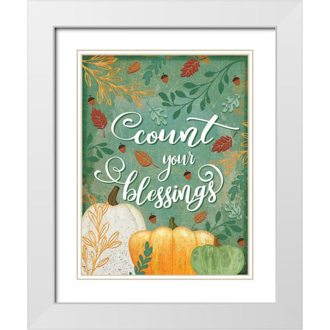 Count Your Blessings White Modern Wood Framed Art Print with Double Matting by Pugh, Jennifer