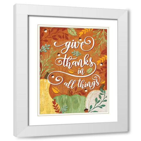 Give Thanks White Modern Wood Framed Art Print with Double Matting by Pugh, Jennifer