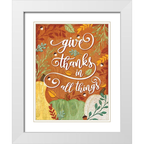 Give Thanks White Modern Wood Framed Art Print with Double Matting by Pugh, Jennifer