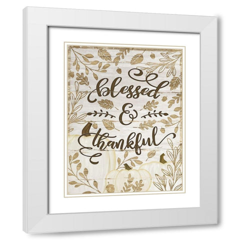 Blessed and Thankful White Modern Wood Framed Art Print with Double Matting by Pugh, Jennifer