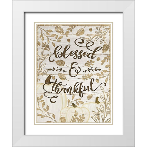 Blessed and Thankful White Modern Wood Framed Art Print with Double Matting by Pugh, Jennifer