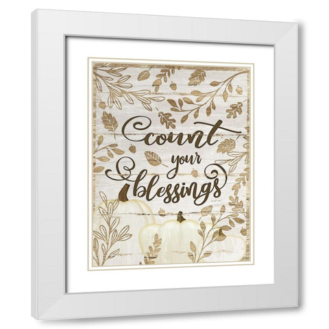 Count Your Blessings White Modern Wood Framed Art Print with Double Matting by Pugh, Jennifer