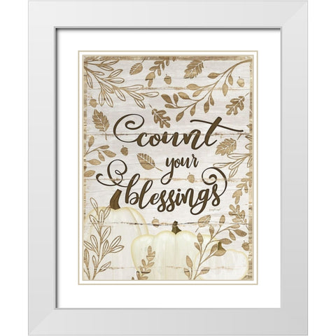 Count Your Blessings White Modern Wood Framed Art Print with Double Matting by Pugh, Jennifer