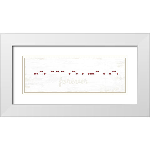 Forever Morse Code White Modern Wood Framed Art Print with Double Matting by Pugh, Jennifer