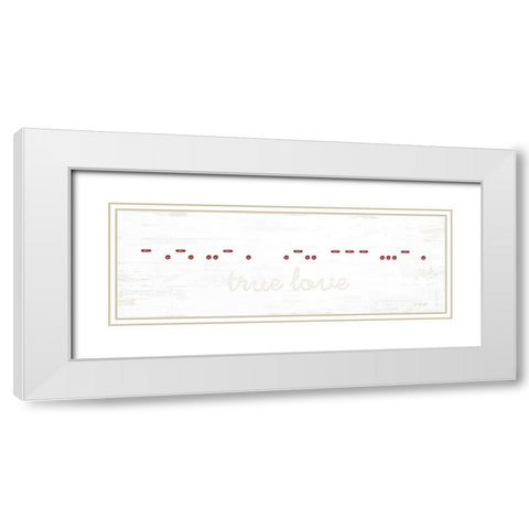 True Love Morse Code White Modern Wood Framed Art Print with Double Matting by Pugh, Jennifer