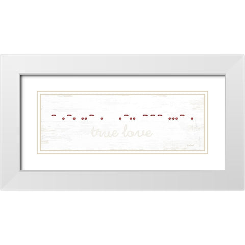 True Love Morse Code White Modern Wood Framed Art Print with Double Matting by Pugh, Jennifer
