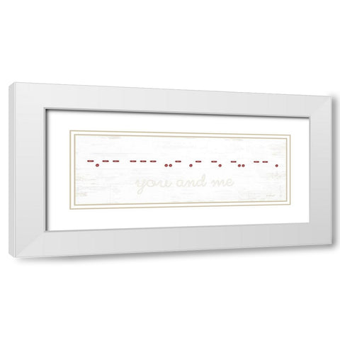 You and Me Morse Code White Modern Wood Framed Art Print with Double Matting by Pugh, Jennifer