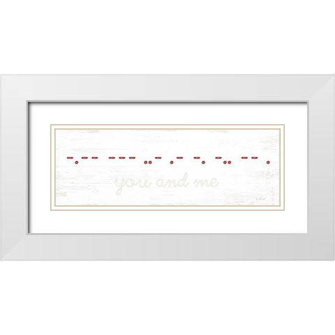 You and Me Morse Code White Modern Wood Framed Art Print with Double Matting by Pugh, Jennifer