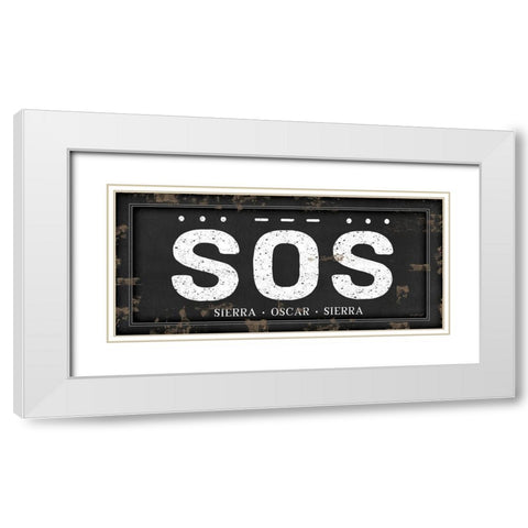 SOS White Modern Wood Framed Art Print with Double Matting by Pugh, Jennifer