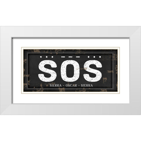 SOS White Modern Wood Framed Art Print with Double Matting by Pugh, Jennifer