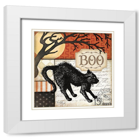 Boo White Modern Wood Framed Art Print with Double Matting by Pugh, Jennifer