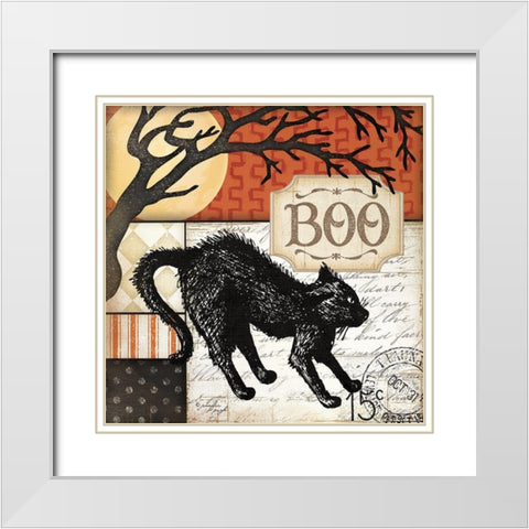 Boo White Modern Wood Framed Art Print with Double Matting by Pugh, Jennifer