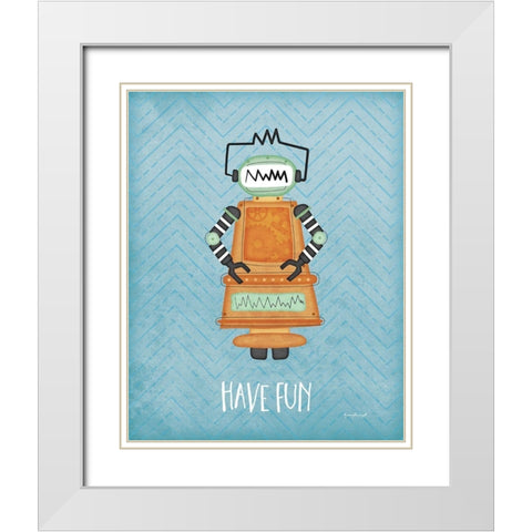 Fun Bot White Modern Wood Framed Art Print with Double Matting by Pugh, Jennifer