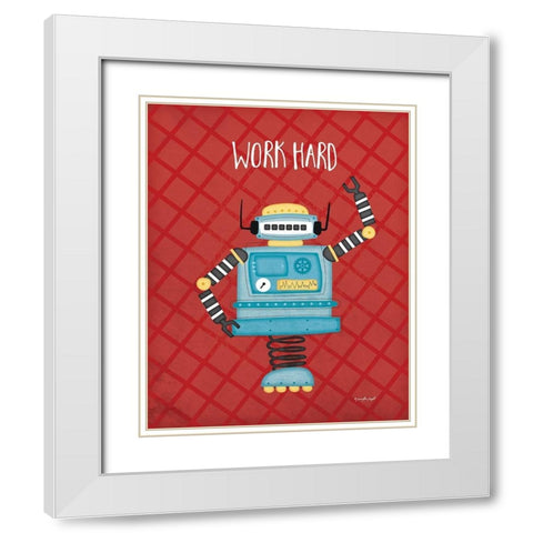 Work Bot White Modern Wood Framed Art Print with Double Matting by Pugh, Jennifer