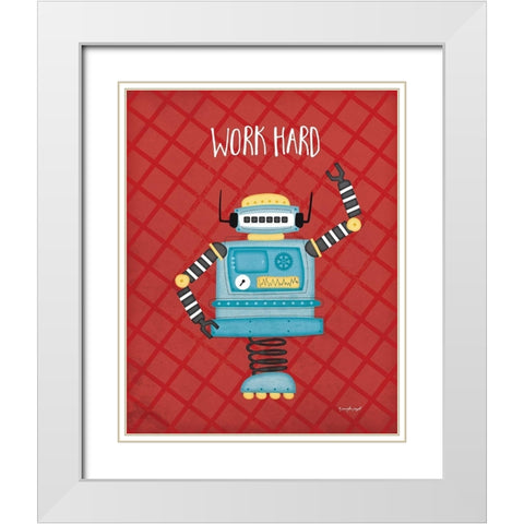 Work Bot White Modern Wood Framed Art Print with Double Matting by Pugh, Jennifer