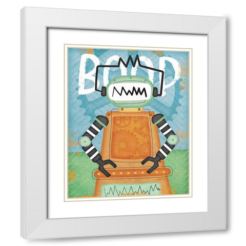 Boop Bot White Modern Wood Framed Art Print with Double Matting by Pugh, Jennifer