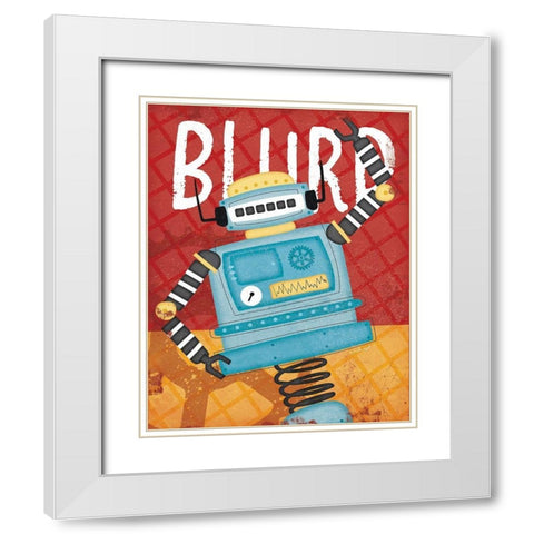 Blurp Bot White Modern Wood Framed Art Print with Double Matting by Pugh, Jennifer