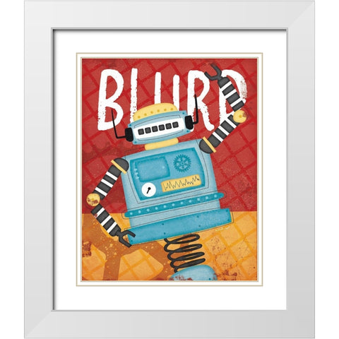 Blurp Bot White Modern Wood Framed Art Print with Double Matting by Pugh, Jennifer