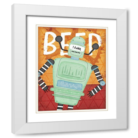 Beep Bot White Modern Wood Framed Art Print with Double Matting by Pugh, Jennifer