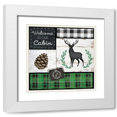 Welcome to Our Cabin White Modern Wood Framed Art Print with Double Matting by Pugh, Jennifer