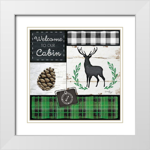 Welcome to Our Cabin White Modern Wood Framed Art Print with Double Matting by Pugh, Jennifer