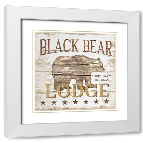 Black Bear Lodge White Modern Wood Framed Art Print with Double Matting by Pugh, Jennifer