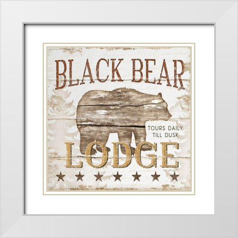 Black Bear Lodge White Modern Wood Framed Art Print with Double Matting by Pugh, Jennifer