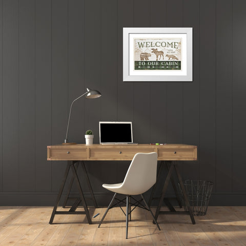 Welcome to Our Cabin White Modern Wood Framed Art Print with Double Matting by Pugh, Jennifer