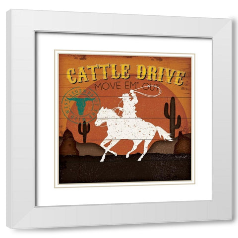 Cattle Drive White Modern Wood Framed Art Print with Double Matting by Pugh, Jennifer