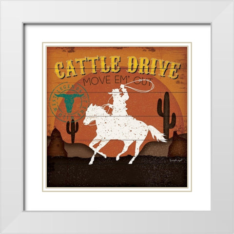 Cattle Drive White Modern Wood Framed Art Print with Double Matting by Pugh, Jennifer