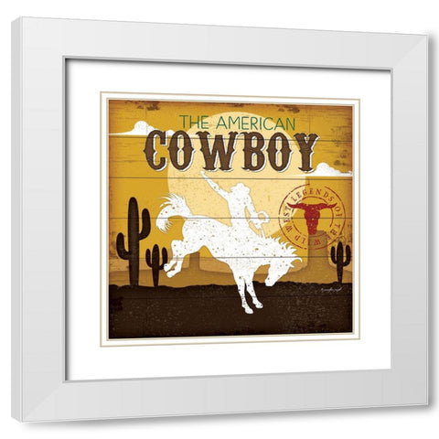 The American Cowboy White Modern Wood Framed Art Print with Double Matting by Pugh, Jennifer