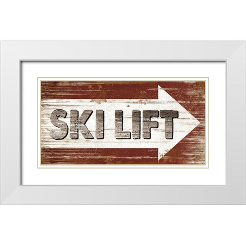 Ski Lift White Modern Wood Framed Art Print with Double Matting by Pugh, Jennifer
