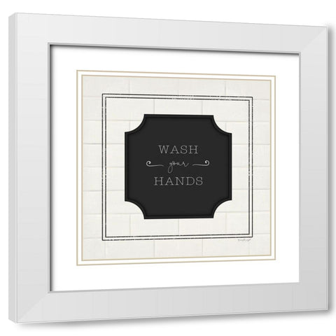 Wash Your Hands White Modern Wood Framed Art Print with Double Matting by Pugh, Jennifer