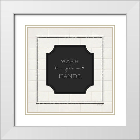 Wash Your Hands White Modern Wood Framed Art Print with Double Matting by Pugh, Jennifer