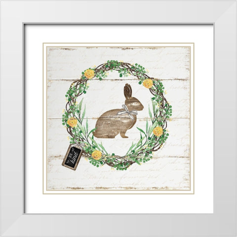 Spring Wreath I White Modern Wood Framed Art Print with Double Matting by Pugh, Jennifer