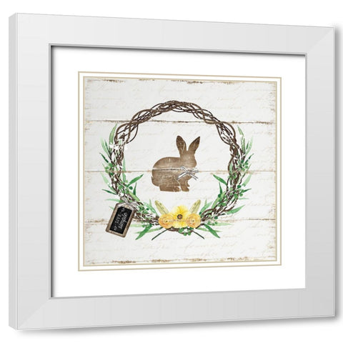 Spring Wreath II White Modern Wood Framed Art Print with Double Matting by Pugh, Jennifer