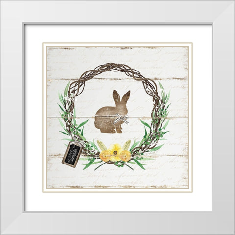 Spring Wreath II White Modern Wood Framed Art Print with Double Matting by Pugh, Jennifer