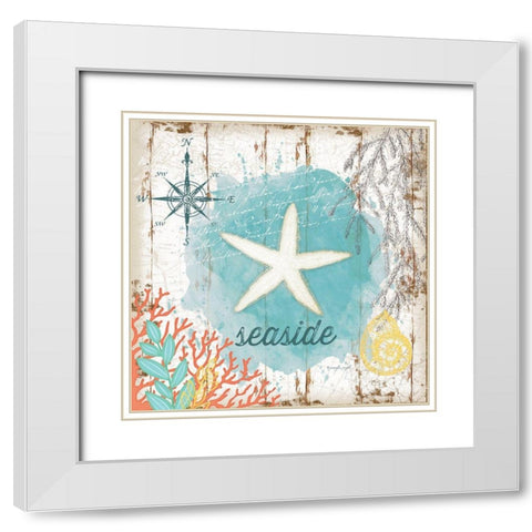 Seaside White Modern Wood Framed Art Print with Double Matting by Pugh, Jennifer