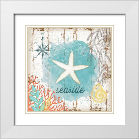 Seaside White Modern Wood Framed Art Print with Double Matting by Pugh, Jennifer