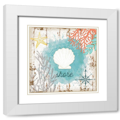 Shore White Modern Wood Framed Art Print with Double Matting by Pugh, Jennifer