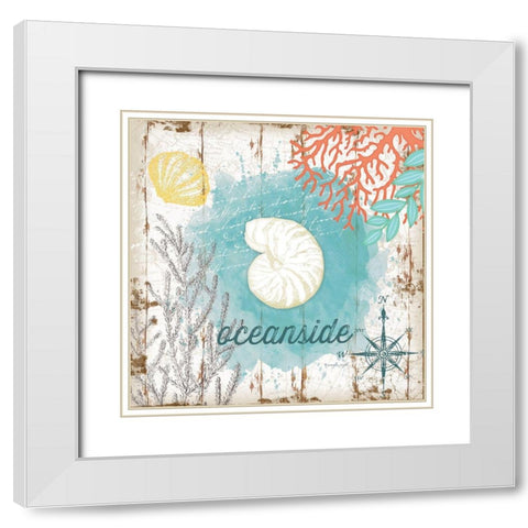 Oceanside White Modern Wood Framed Art Print with Double Matting by Pugh, Jennifer