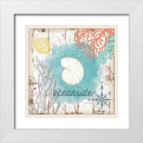 Oceanside White Modern Wood Framed Art Print with Double Matting by Pugh, Jennifer