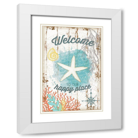 Coastal Welcome White Modern Wood Framed Art Print with Double Matting by Pugh, Jennifer