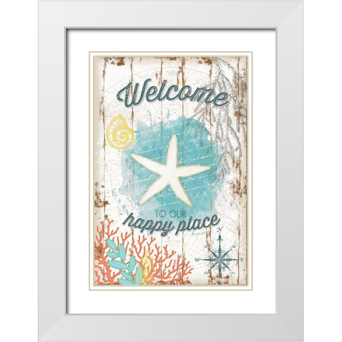 Coastal Welcome White Modern Wood Framed Art Print with Double Matting by Pugh, Jennifer